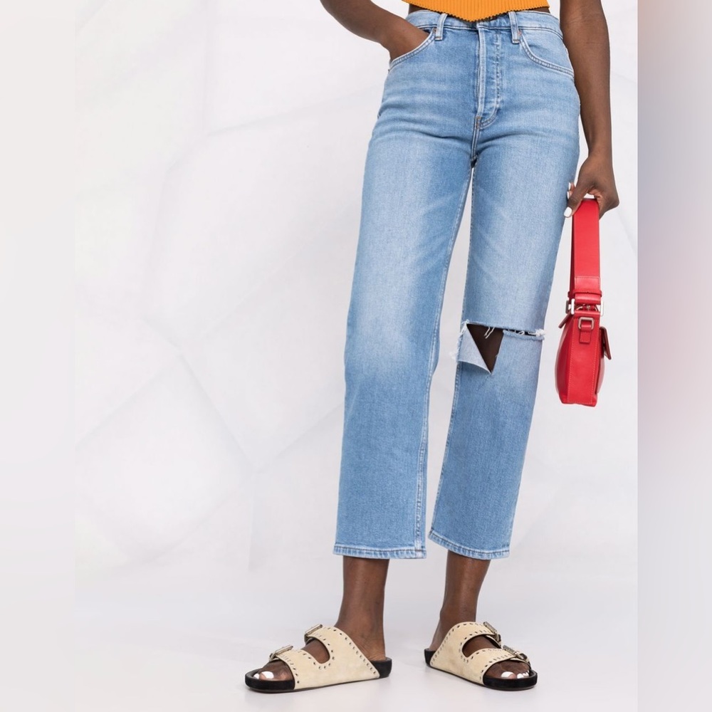 NWT RE/DONE Ripped Detailing Straight-Leg Jeans